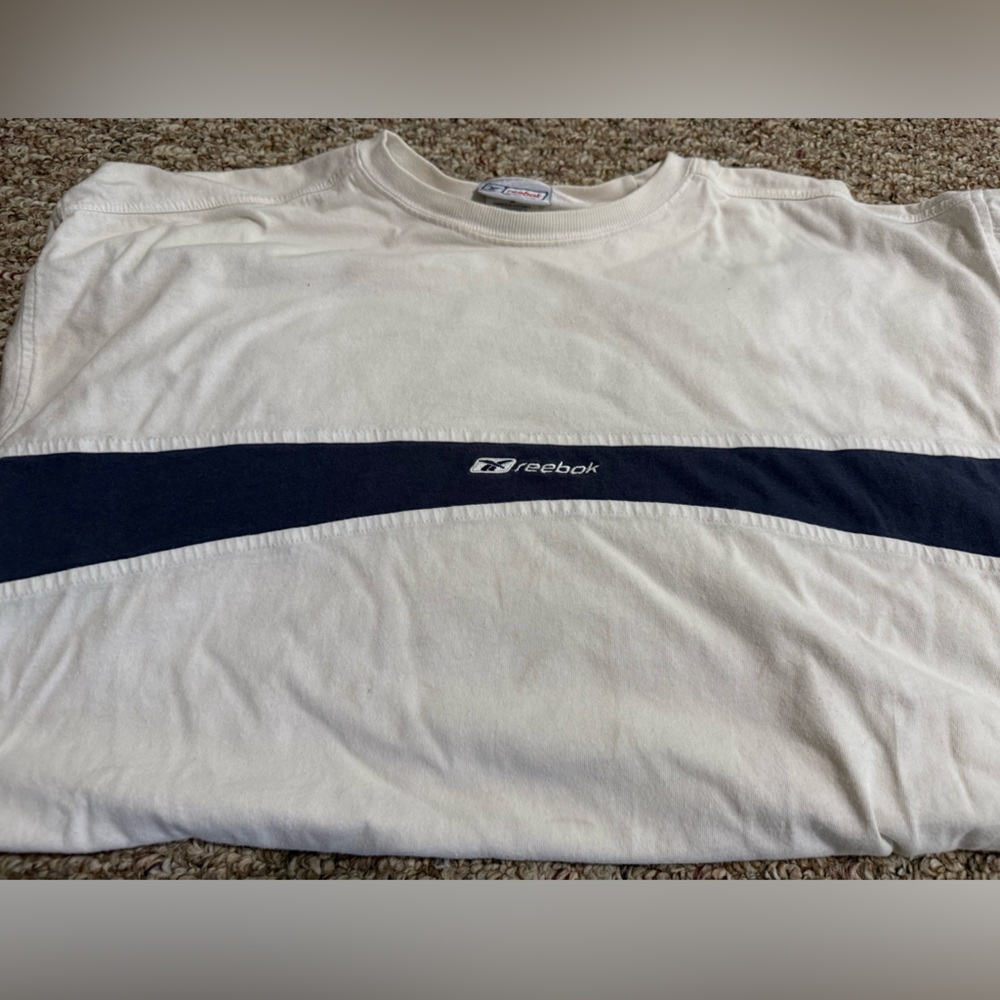 Vintage Reebok White Tee with Navy Accent